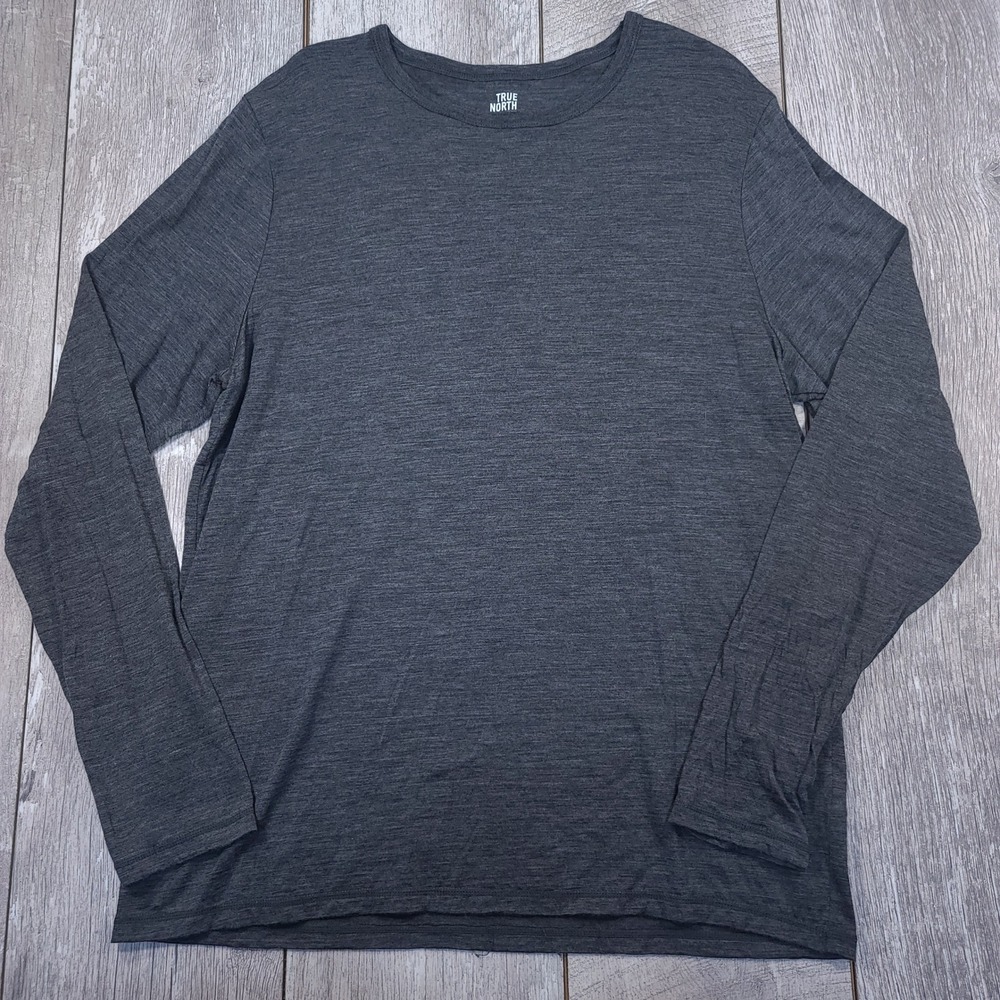 True North Long Sleeve T-Shirt Mens Large Gray Merino Wool Blend Base Layer